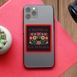 Anti-ICE Protest Vinyl Decal, Chinga La Migra Folk Floral Sticker