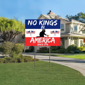 Black Cat Protest Design, No Kings in America Yard Sign