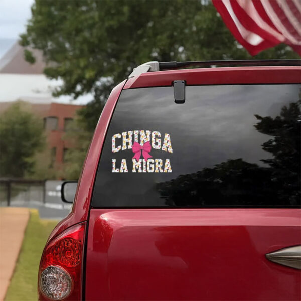Chinga La Migra Floral Bow Vinyl Sticker