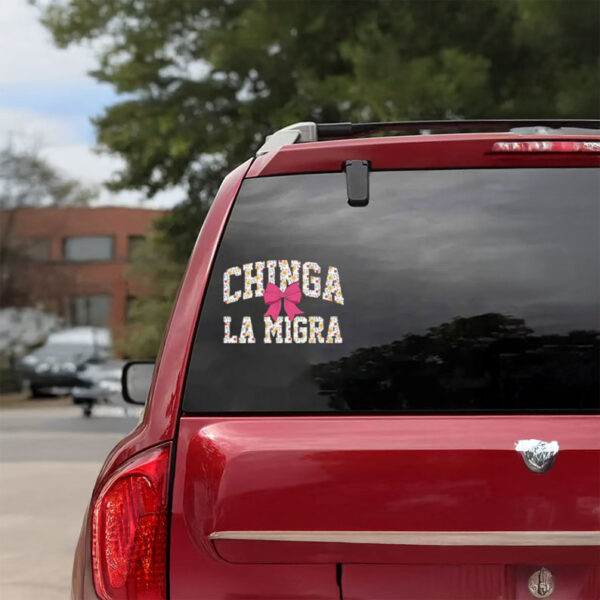 Chinga La Migra Floral Bow Vinyl Sticker