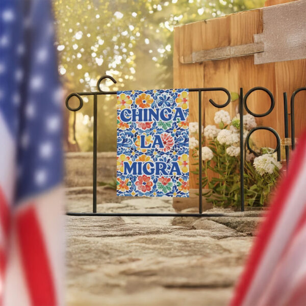 Chinga La Migra Floral Garden Flag – Anti ICE Yard Flag