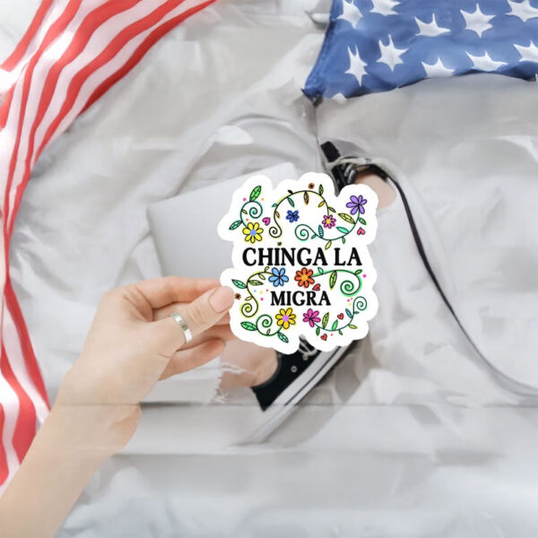 Chinga La Migra Floral Sticker, FDT Protest Sticker