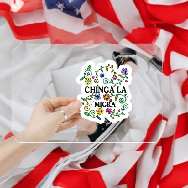 Chinga La Migra Floral Sticker, FDT Protest Sticker