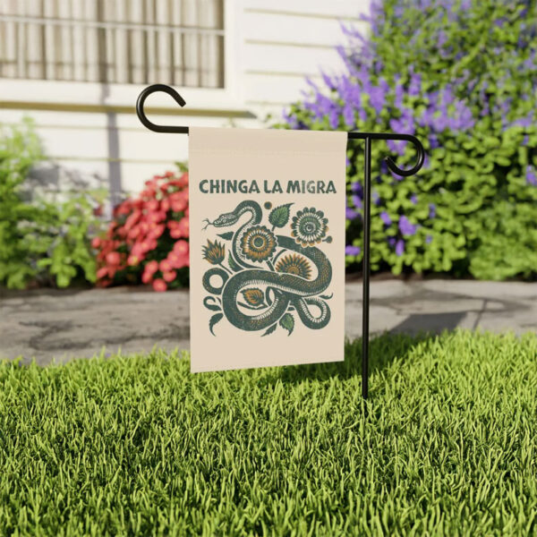 Chinga La Migra Garden Flag with Snake - Abolish ICE Yard Flag