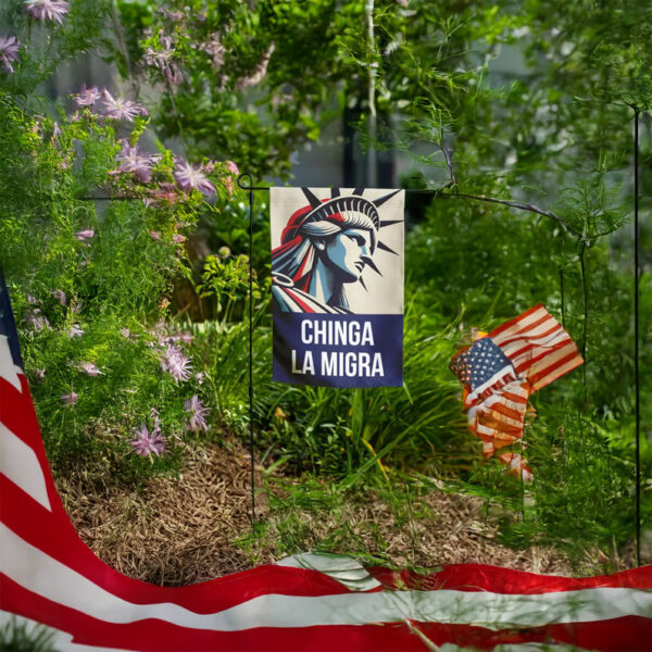 Chinga La Migra Statue of Liberty Flag – Immigrant Rights Garden Flag
