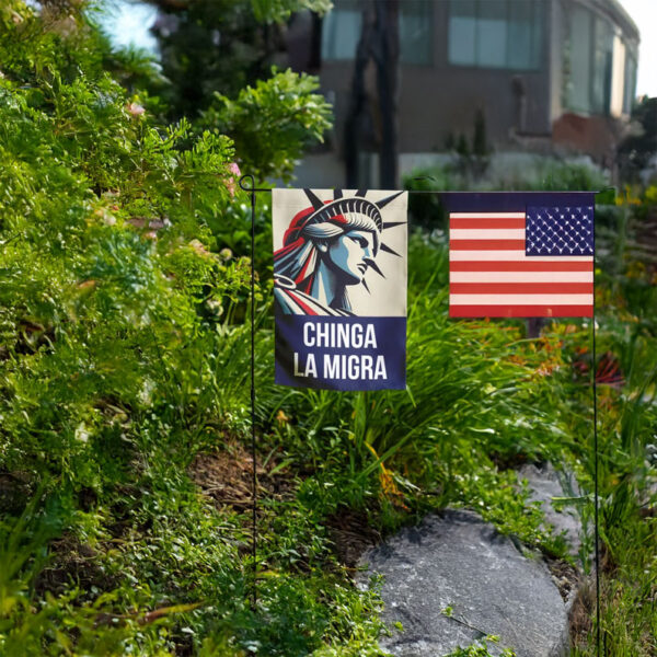 Chinga La Migra Statue of Liberty Flag – Immigrant Rights Garden Flag