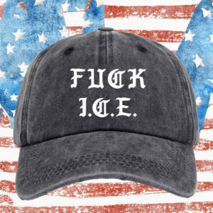 FUCK ICE Old English Black Hat - Loose Fit LA Style Cap