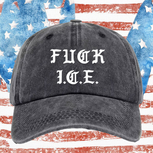 FUCK ICE Old English Black Hat - Loose Fit LA Style Cap
