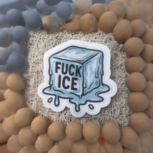 Make your protest visible with this bold Fuck ICE Melting Cube Sticker
