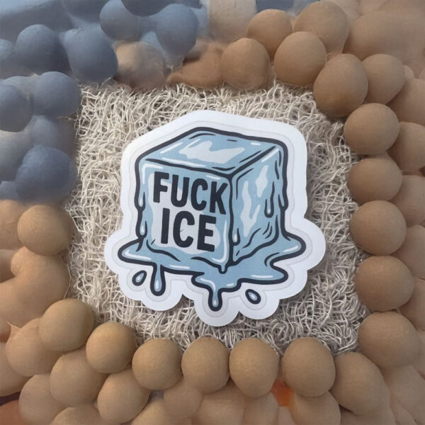 Make your protest visible with this bold Fuck ICE Melting Cube Sticker
