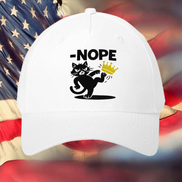 NOPE Cat Kicking Crown Embroidered Hat