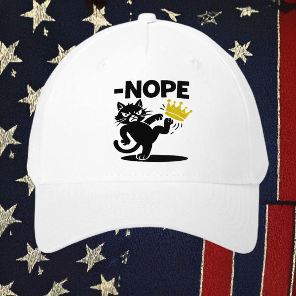 NOPE Cat Kicking Crown Embroidered Hat