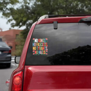 No Kings • No Fascists • No Tyrants • No Nazis, Floral Protest Car Sticker