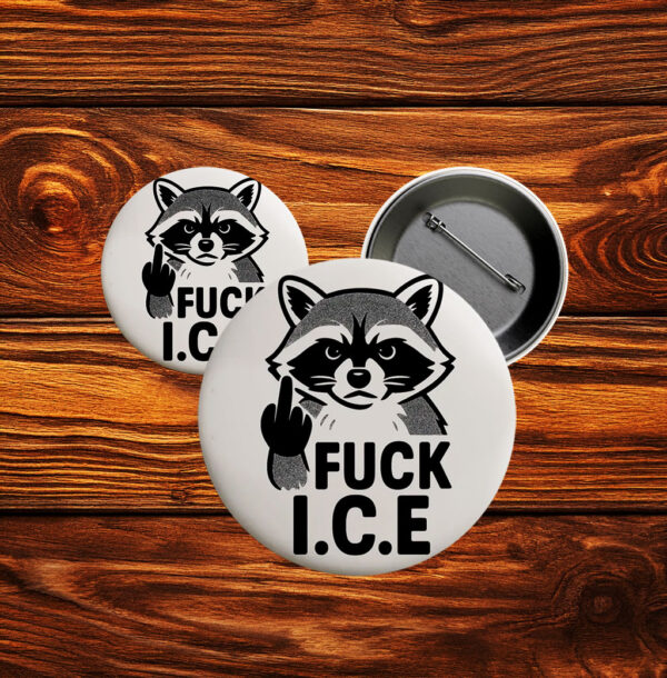 Raccoon Fuck ICE Pin Button