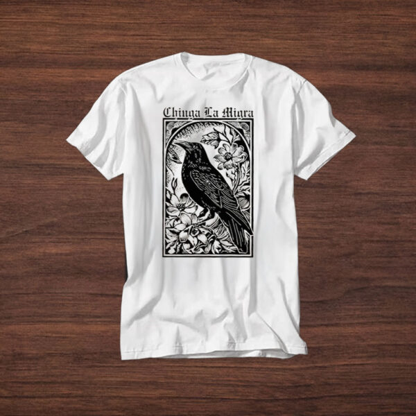 Chinga-La-Migra-Shirt-–-Black-Crow-&-Floral-Activist-Tee