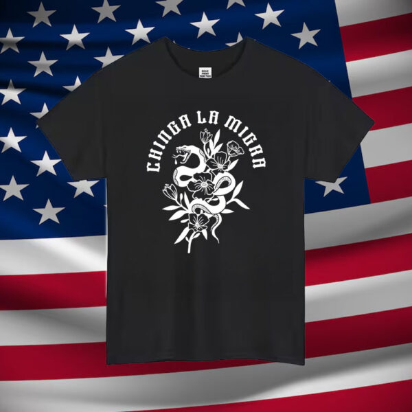 Chinga-La-Migra-Shirt-–-Bold-White-Snake-&-Floral-Activist-Tee