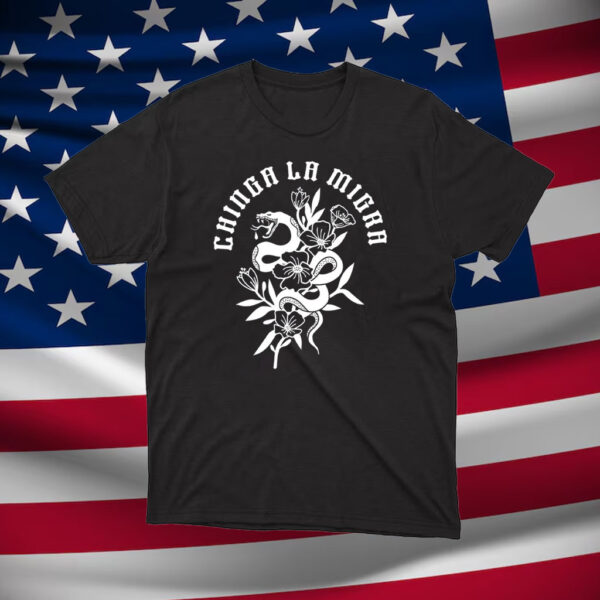 Chinga-La-Migra-Shirt-–-Bold-White-Snake-&-Floral-Activist-Tees