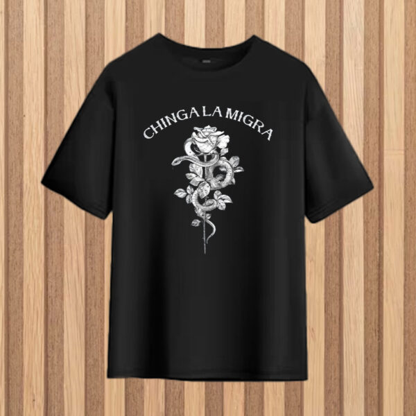 Chinga-La-Migra-Shirt-–-Monochrome-Rose-&-Snake-Activist-Tee