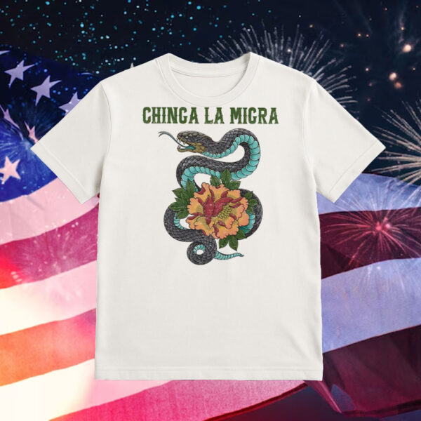 Chinga-La-Migra-Shirt-–-Striking-Snake-&-Floral-Activist-Tee
