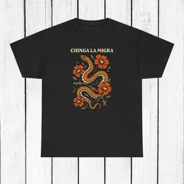 Chinga-La-Migra-T-Shirt-–-Bold-Snake-and-Floral-Activist-Tee
