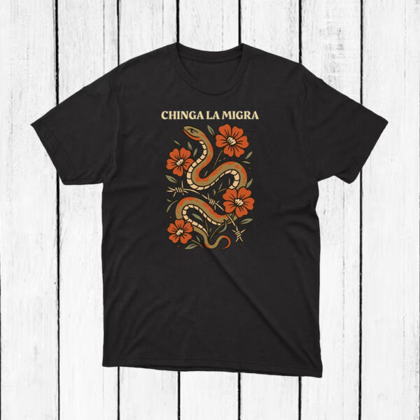 Chinga-La-Migra-T-Shirt-–-Bold-Snake-and-Floral-Activist-Tee-US