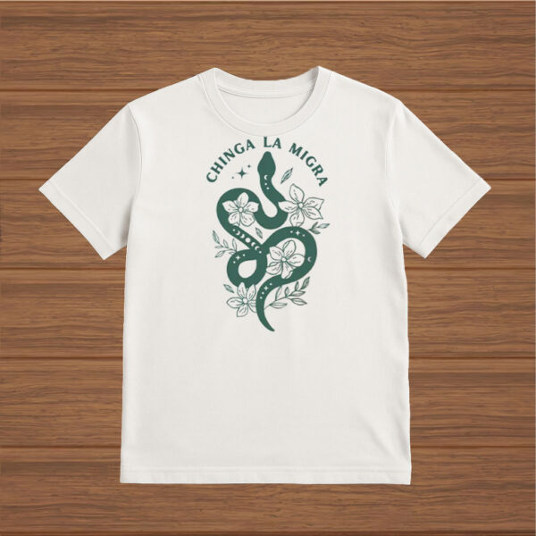Chinga-La-Migra-T-Shirt-–-Green-Snake-&-White-Floral-Activist-Tee-usa
