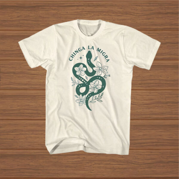 Chinga-La-Migra-T-Shirt-–-Green-Snake-&-White-Floral-Activist-Tees