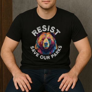 Bear-Resist-Save-Our-Parks-Shirt-–-Colorful-Activist-Tee-USA