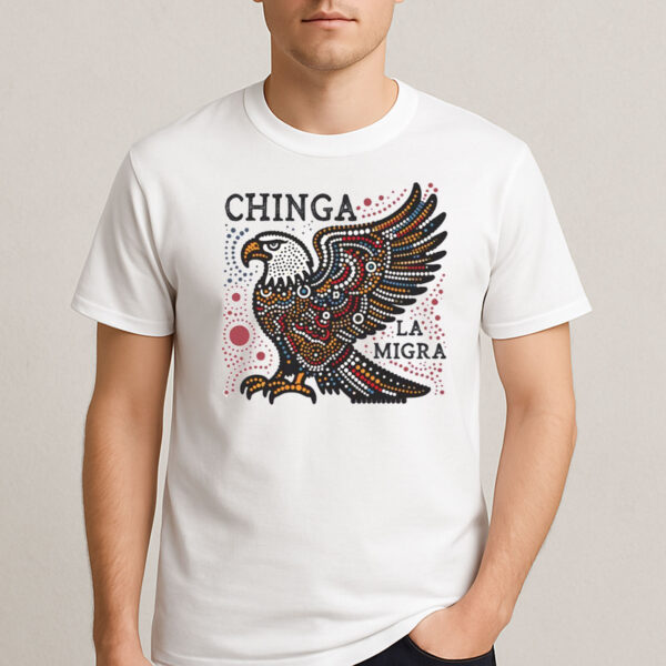 Chinga-La-Migra-Bald-Eagle-Dot-Art-Protest-Shirt