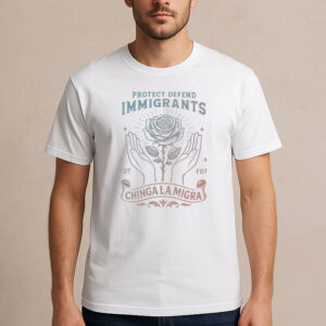 Chinga-La-Migra-Protect-&-Defend-Immigrants-T-Shirt-–-Rose-&-Hands-US