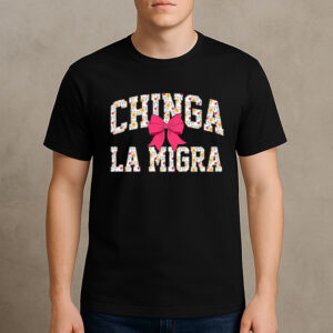 Chinga-La-Migra-Shirt-–-Floral-Print-with-Pink-Bow-Protest-Tee-USA