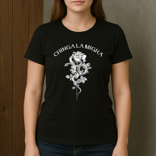 Chinga-La-Migra-Shirt-–-Snake-&-Rose-Anti-ICE-Protest-Tee