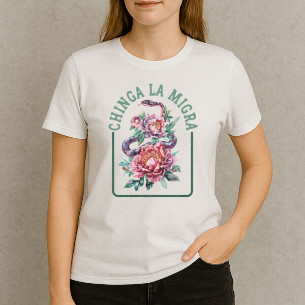 Chinga-La-Migra-Snake-&-Peony-Immigrant-Rights-Shirts