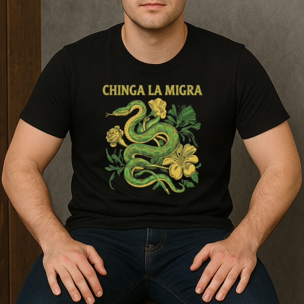 Chinga-La-Migra-T-Shirt-–-Green-Snake-&-Floral-Activist-Graphics