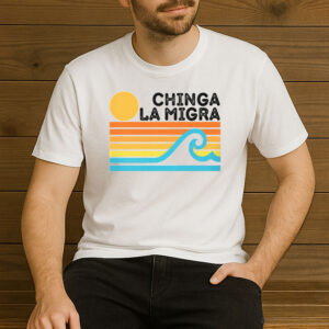 Chinga-La-Migra-T-Shirt-–-Retro-Sunset-Wave-Activist-Graphic-US