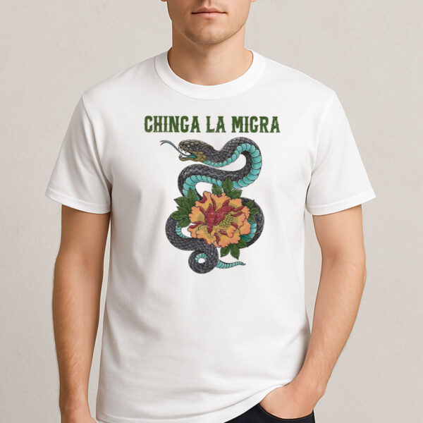Chinga-La-Migra-T-Shirt-–-Snake-&-Floral-Pro-Immigrant-Rights-Tee-USA