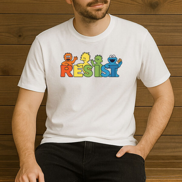 Colorful-Sesame-Style-Resist-Protest-Graphic-T-Shirt