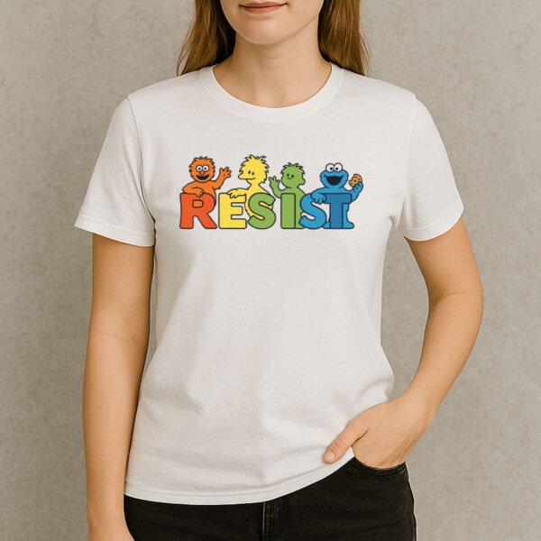Colorful-Sesame-Style-Resist-Protest-Graphic-T-Shirt-USA