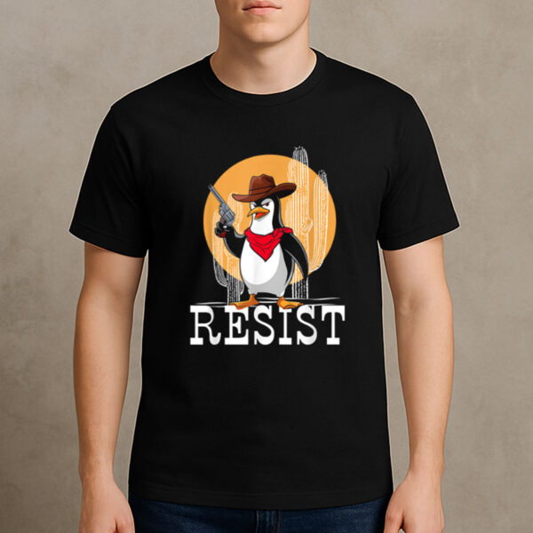 Cowboy-Penguin-Resist-–-Funny-Protest-Against-Tariffs-Tee-US