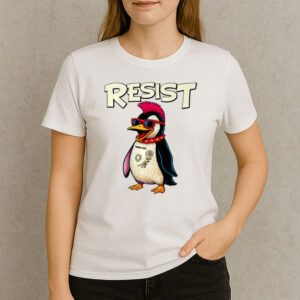 Funny-Groovy-Penguin-Resist-T-Shirt-–-Punk-Rock-Style