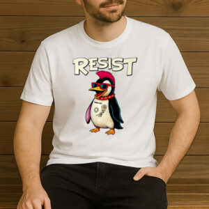 Funny-Groovy-Penguin-Resist-T-Shirt-–-Punk-Rock-Style-USA