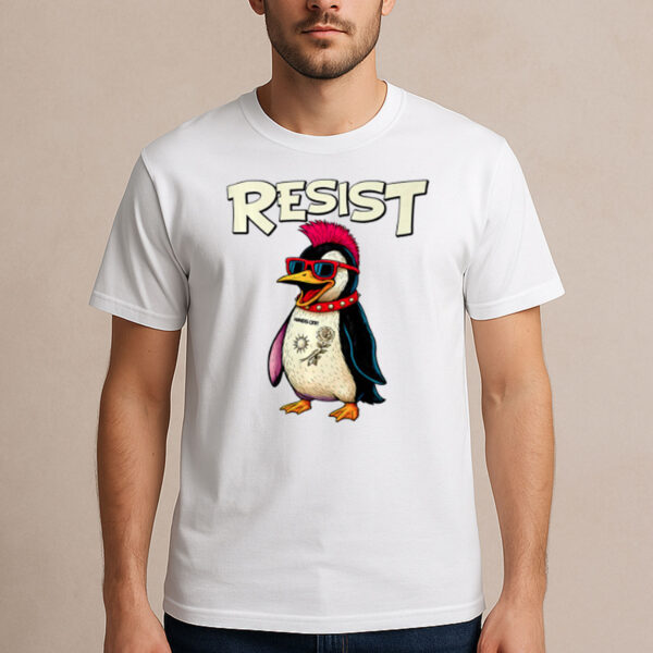 Funny-Groovy-Penguin-Resist-T-Shirt-–-Punk-Rock-Styles