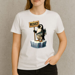 Funny-Penguin-Resist-T-Shirt-–-Cool-Activist-Penguin-Tee