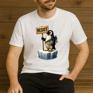 Funny-Penguin-Resist-T-Shirt-–-Cool-Activist-Penguin-Tee-USA