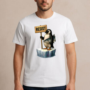 Funny-Penguin-Resist-T-Shirt-–-Cool-Activist-Penguin-Tees