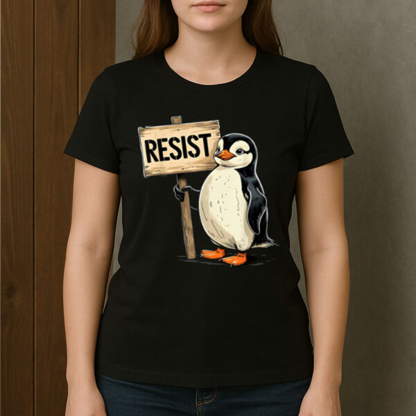 Funny-Penguin-Resist-T-Shirt-–-Cute-Protest-Activist-Tees