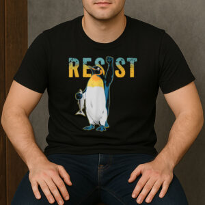 Funny-Penguin-Resist-–-Vintage-Protest-Activist-Graphic-Tee-USA