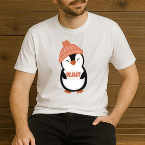 Orange-Resist-Penguin-T-Shirt-–-Cute-Winter-Activist-Graphic-Tee
