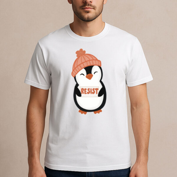Orange-Resist-Penguin-T-Shirt-–-Cute-Winter-Activist-Graphic-Tee-US