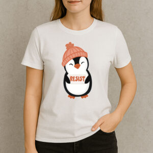Orange-Resist-Penguin-T-Shirt-–-Cute-Winter-Activist-Graphic-Tee-USA